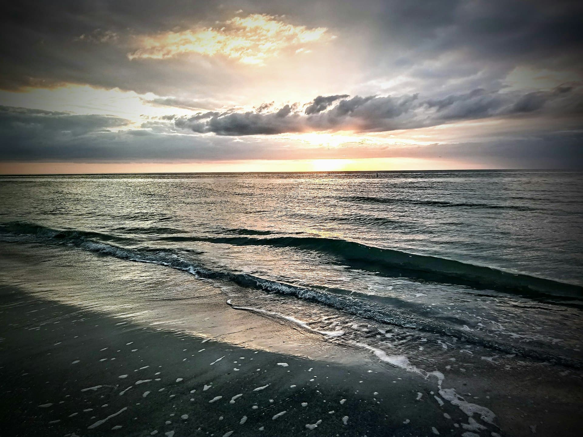 Secluded Gulf Coast beach sunset near Fort Morgan, Alabama