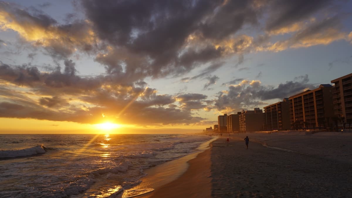Sunset on the beach in Gulf Shores, Alabama